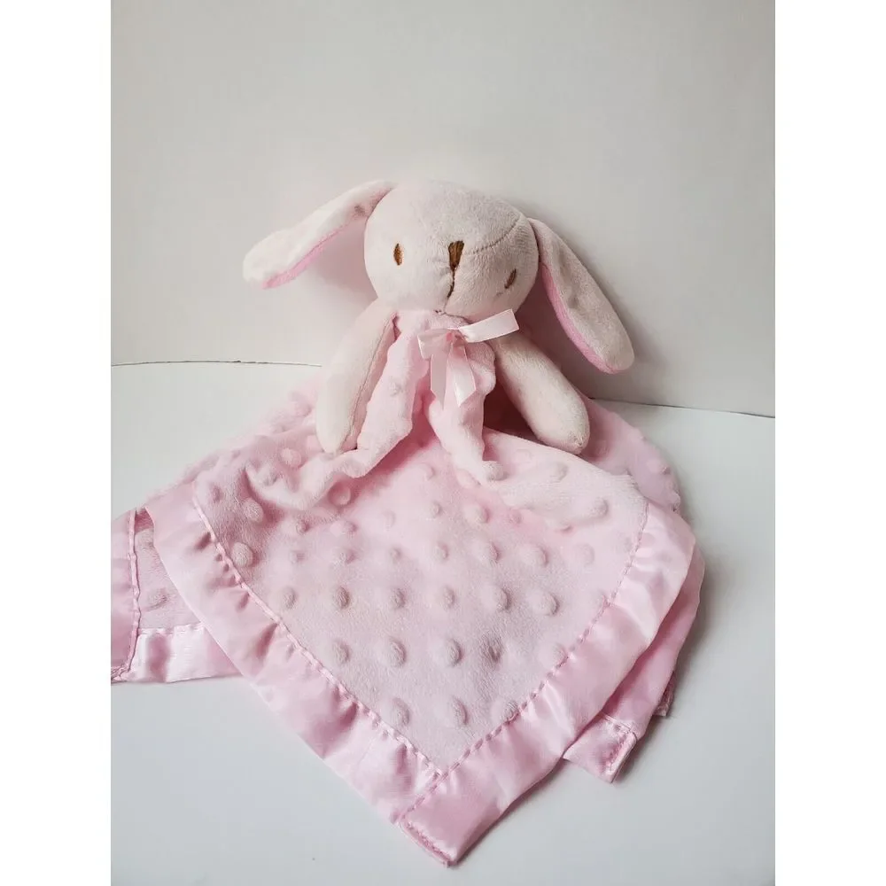 Pink Minky Dot Bunny Rabbit Security‎ Blanket Satin Trim Satun Lovey 16